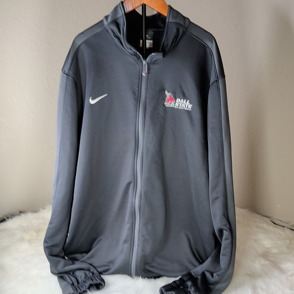 Nike Track Jacket Mens XL‎ Black Ball State Basketball Therma-FIT Full Zip